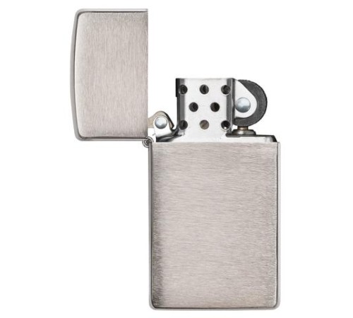 Зажигалка ZIPPO Slim® с покрытием Brushed Chrome, латунь/сталь, серебристая, матовая, 29x10x60 мм