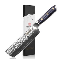 Нож из дамасской стали для овощей Keemake 7 Inch Nakiri Knife, синий