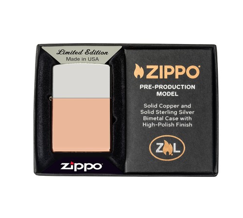 Зажигалка ZIPPO Bimetal с двойным металлическим покрытием, медь/латунь/сталь, медная, 38x13x57 мм