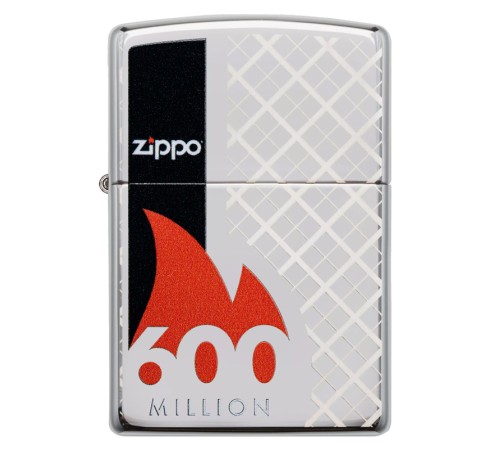 Зажигалка ZIPPO 600 Million с покрытием High Polish Chrome, латунь/сталь, серебристая, 38x13x57 мм