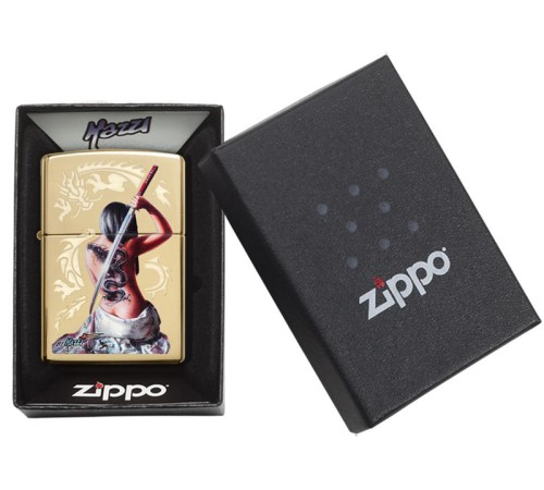 Зажигалка ZIPPO Mazzi® с покрытием High Polish Brass, латунь/сталь, золотистая, 38x13x57 мм