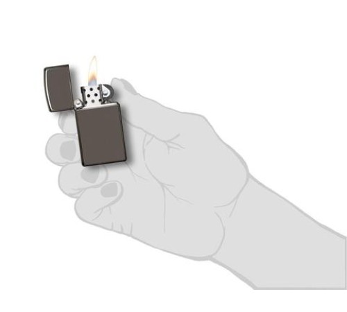Зажигалка ZIPPO Slim® с покрытием Black Ice ®, латунь/сталь, чёрная, матовая, 29x10x60 мм