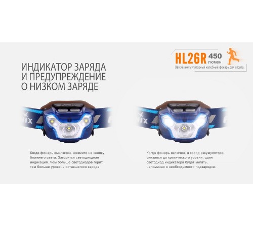 Налобный фонарь Fenix HL26R голубой, HL26Rbl