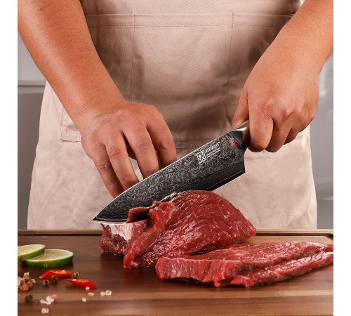 Нож шеф-повара из дамасской стали Keemake 8 Inch Chef Knife Phoenix, бежевый