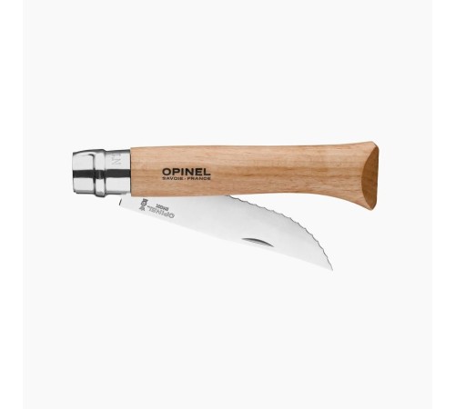 Нож Opinel №12, нержавеющая сталь, рукоять из бука, серрейторная заточка, 002441