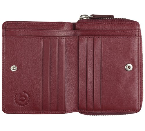 Кошелёк женский BUGATTI Lady Top, на молнии, красный, натуральная воловья кожа, 12х2,5х9 см