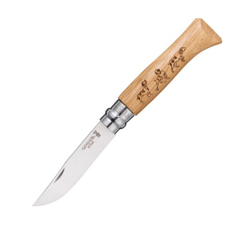 Нож Opinel №8 Animalia, нержавеющая сталь, рукоять дуб, гравировка собака, 001622