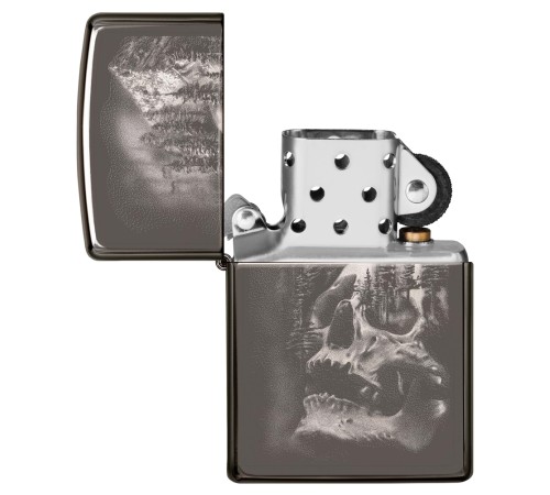 Зажигалка ZIPPO Skull Design с покрытием Black Ice®, латунь/сталь, черная, 38x13x57 мм