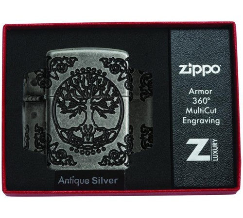Зажигалка ZIPPO Armor® с покрытием Antique Silver, латунь/сталь, серебристая, матовая, 37х13x58 мм