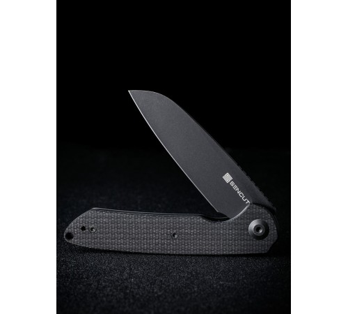 Складной нож SENCUT Kyril 9Cr18MoV Steel Black Stonewashed Handle Black Micarta