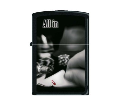 Зажигалка ZIPPO All In с покрытием Black Matte, латунь/сталь, чёрная, матовая, 38x13x57 мм