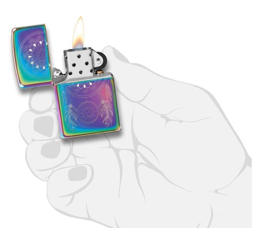 Зажигалка ZIPPO Dream Catcher с покрытием Multi Color, латунь/сталь, разноцветная, 38x13x57 мм
