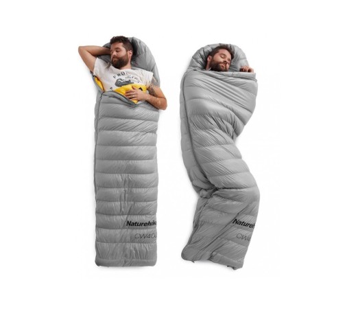 Мешок спальный Naturehike CW400 NH18C400-D с гусинным пухом серый, размер L, 6927595766361