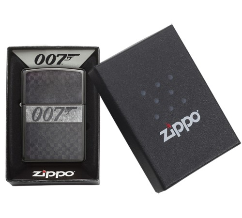 Зажигалка ZIPPO James Bond 007™ с покрытием Black Ice®, латунь/сталь, чёрная, глянцевая, 38x13x57 мм