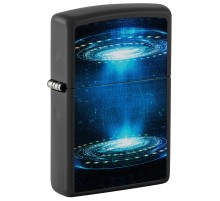 Зажигалка ZIPPO UFO Flame с покрытием Black Light, латунь/сталь, черная, матовая, 38x13x57 мм