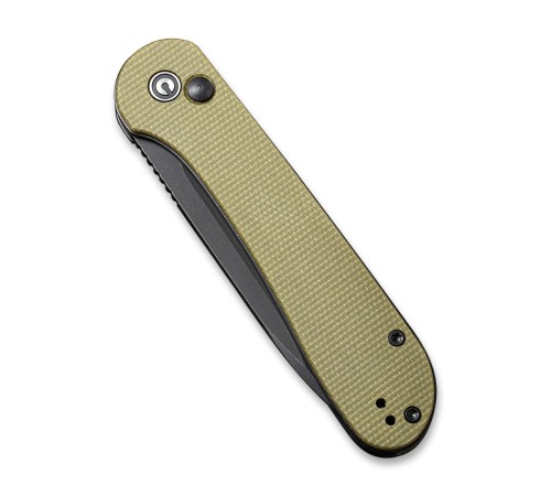 Складной нож CIVIVI Button Lock Elementum 14C28N Steel Black Stonewashed Handle G10 Olive Micarta
