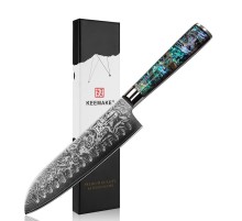 Нож сантоку из дамасской стали Keemake 7 Inch Santoku Knife, разноцветный