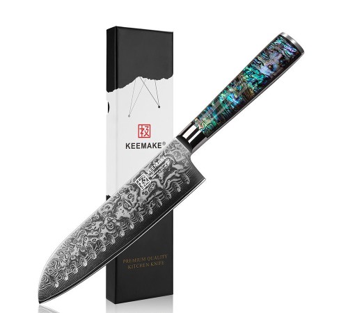 Нож сантоку из дамасской стали Keemake 7 Inch Santoku Knife, разноцветный