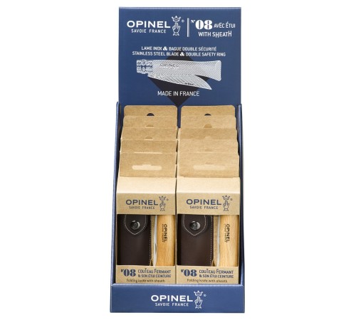 Набор-дисплей Opinel, 10 наборов ножей №8 из нержав стали + чехол, 001193