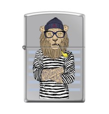 Зажигалка ZIPPO Лев-моряк с покрытием High Polish Chrome, латунь/сталь, серебристая, 38x13x57 мм