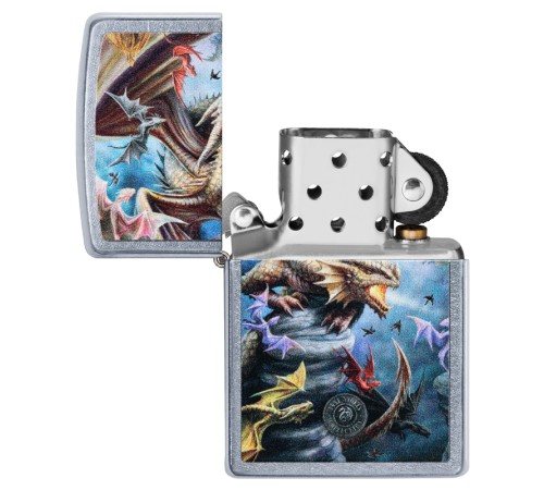 Зажигалка ZIPPO Anne Stokes с покрытием Street Chrome™, латунь/сталь, серебристая, 38x13x57 мм