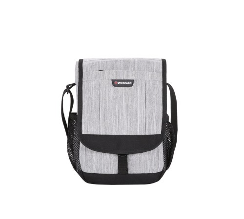 Сумка наплечная вертикальная WENGER, cерая, ткань Grey Heather/ полиэстер 600D PU, 28x7,6x34,3см