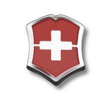 Значок VICTORINOX в форме креста на щите, металлический, красно-серебристый