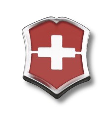 Значок VICTORINOX в форме креста на щите, металлический, красно-серебристый