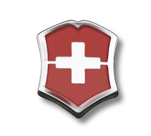 Значок VICTORINOX в форме креста на щите, металлический, красно-серебристый