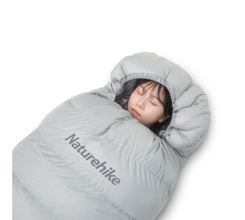 Ультралёгкий спальный мешок Naturehike RM40 Series Утиный пух Grey Size L, молния слева, 6927595707173L