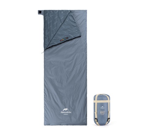 Ультралёгкий спальный мешок Naturehike тип конверт LW180 лето голубой Size M, молния слева, 6927595777947L