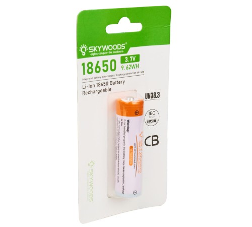 Аккумулятор SKYWOODS 18650, 2600mAh, 1000 циклов перезарядки