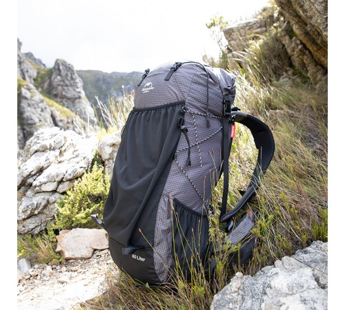Рюкзак Naturehike Rock Series NH19BP095 60L+5L с рамой, dyneema,  черный, 6927595761649