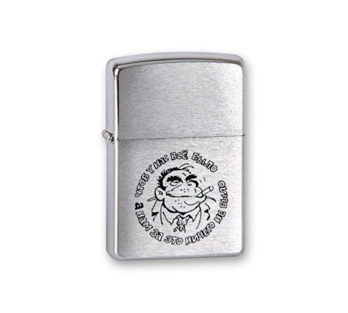 Зажигалка ZIPPO Горилла, с покрытием Brushed Chrome, латунь/сталь, серебристая, матовая, 38x13x57 мм