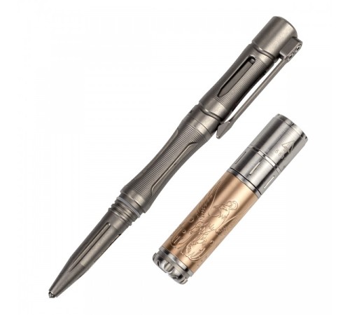 Набор Fenix ручка T5Ti + фонарь F15 серый, T5TIF15GY