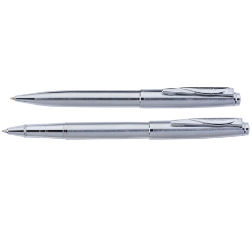 Набор  Pierre Cardin PEN&PEN: ручка шариковая + роллер. Цвет - серебристый. Упаковка Е.