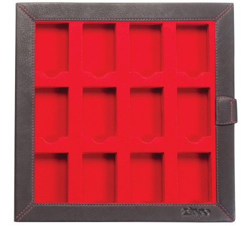 Кейс коллекционера для 12 зажигалок ZIPPO, чёрный, натуральная кожа, 24,5x3x24,5 см