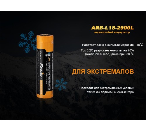 Аккумулятор 18650 Fenix 2900 mAh Li-ion морозостойкий
