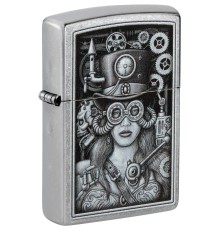 Зажигалка ZIPPO Steampunk с покрытием Street Chrome, латунь/сталь, серебристая, 38x13x57 мм