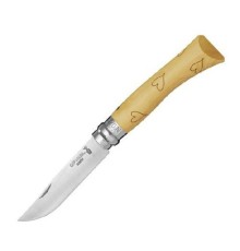 Нож Opinel №7 Nature, нержавеющая сталь, рукоять самшит, гравировка сердца, 001548