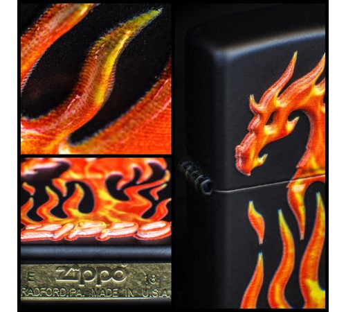 Зажигалка ZIPPO Classic с покрытием Black Matte, латунь/сталь, чёрная, матовая, 38x13x57 мм