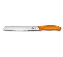 Нож для хлеба VICTORINOX SwissClassic, лезвие 21 см с волнистой кромкой, оранжевый, в блистере
