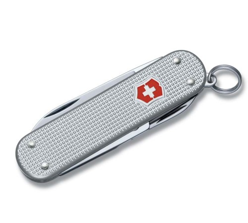 Нож-брелок VICTORINOX Classic Alox, 58 мм, 5 функций, алюминиевая рукоять, серебристый
