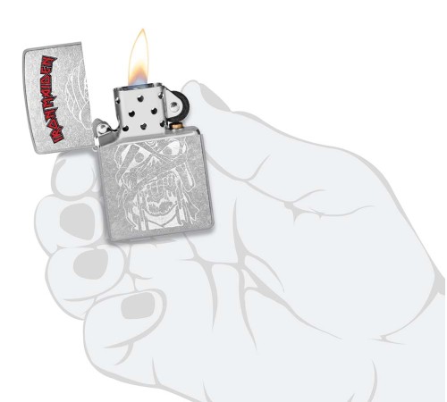 Зажигалка ZIPPO Iron Maiden с покрытием Street Chrome, латунь/сталь, серебристая, 38x13x57 мм