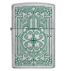 Зажигалка ZIPPO Luck Design с покрытием Brushed Chrome, латунь/сталь, серебристая, 38x13x57 мм