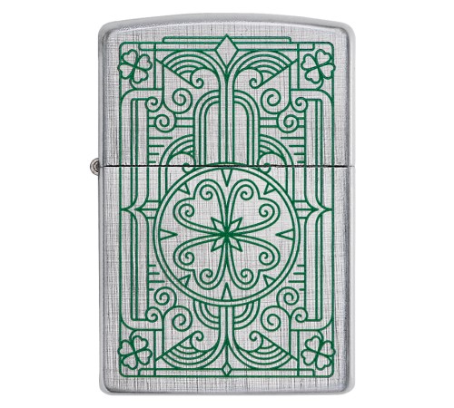 Зажигалка ZIPPO Luck Design с покрытием Brushed Chrome, латунь/сталь, серебристая, 38x13x57 мм