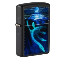 Зажигалка ZIPPO Lock Ness с покрытием Black Light, латунь/сталь, черная, матовая 38x13x57 мм
