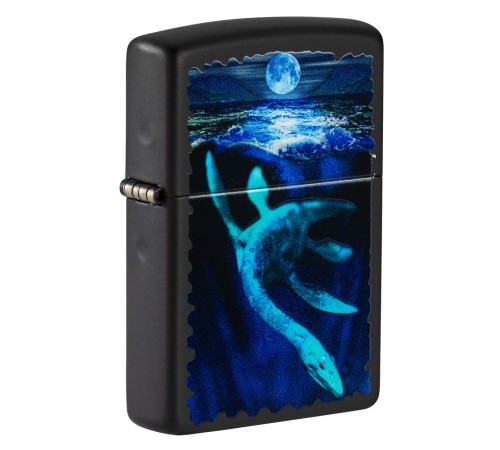 Зажигалка ZIPPO Lock Ness с покрытием Black Light, латунь/сталь, черная, матовая 38x13x57 мм
