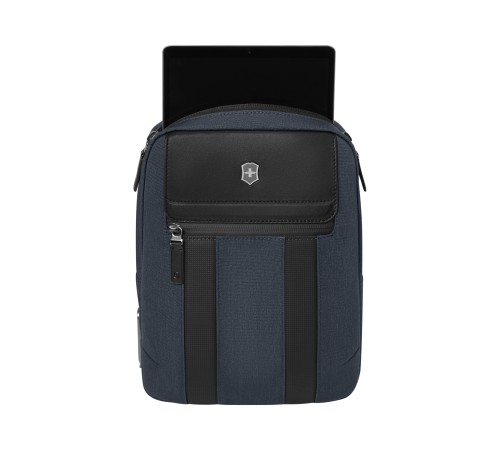 Сумка через плечо VICTORINOX Architecture Urban 2 Crossbody Bag,синий, полиэстер/кожа, 9x22x28 см,6л