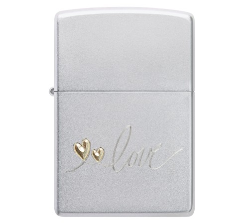 Зажигалка ZIPPO Love Design с покрытием Satin Chrome, латунь/сталь, серебристая, 38x13x57 мм